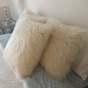 Fluffy White Accent Pillow